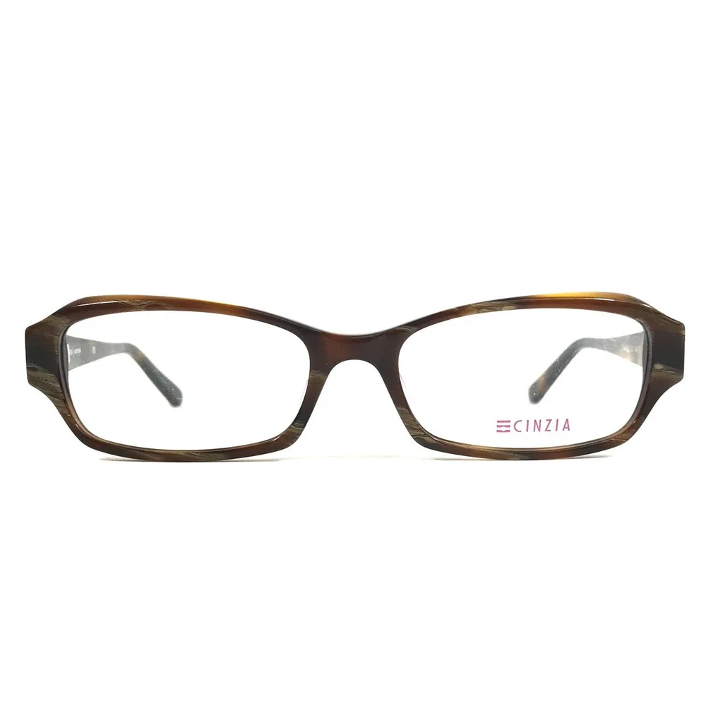 Cinzia Eyeglasses Frames CIN-5054 C1 Brown Striped Horn Cat Eye 54-17-145